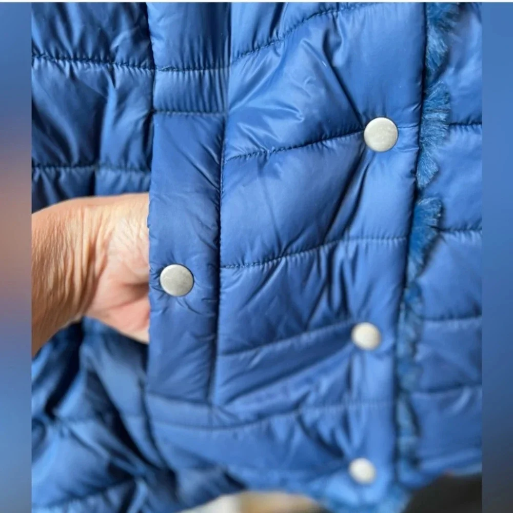 Soft Surroundings Rich Blue Plush Faux Fur Reversible‎ Vest